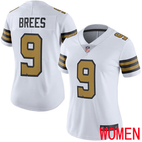New Orleans Saints Limited White Women Drew Brees Jersey NFL Football #9 Rush Vapor Untouchable Jersey